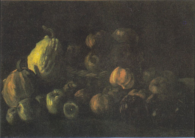 Still Life With A Basket Of Apples And Two Pumpkins